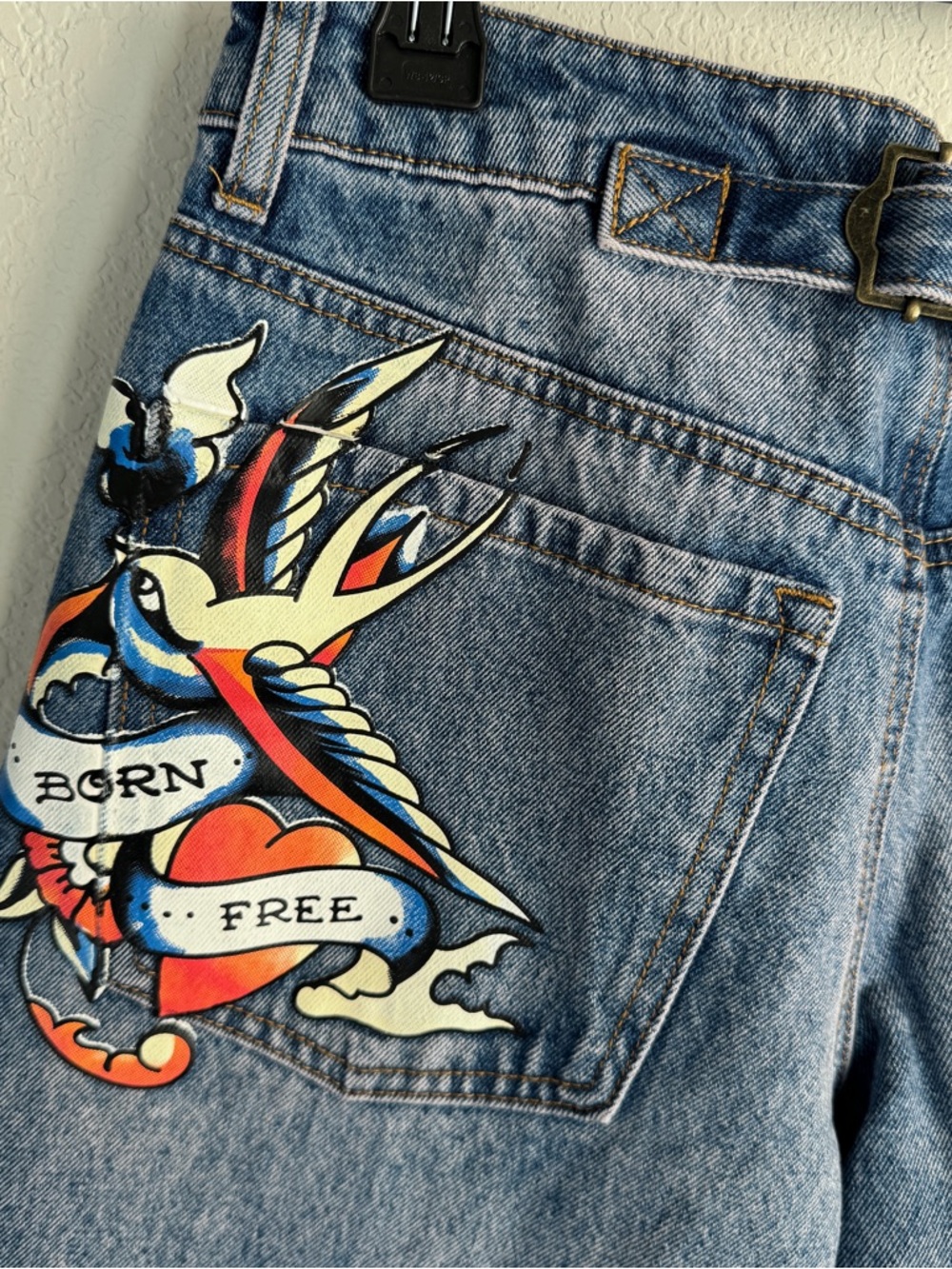 Ed Hardy Blue Denim Baggy Jeans.  NWT. Size 28 - Picture 3 of 11
